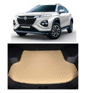 7D Car Trunk/Boot/Dicky PU Leatherette Mat for	Fronx  - Beige